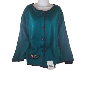 Womens Maggie Sweet Turquoise Purple Drawstring Acrylic Blend LS Shirt Top 3XL